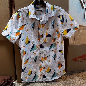 Apt. 9 Men's Geometric Pattern Shirt - Blue, Orange, Yellow